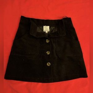 Black Corduroy Button-up Skirt
